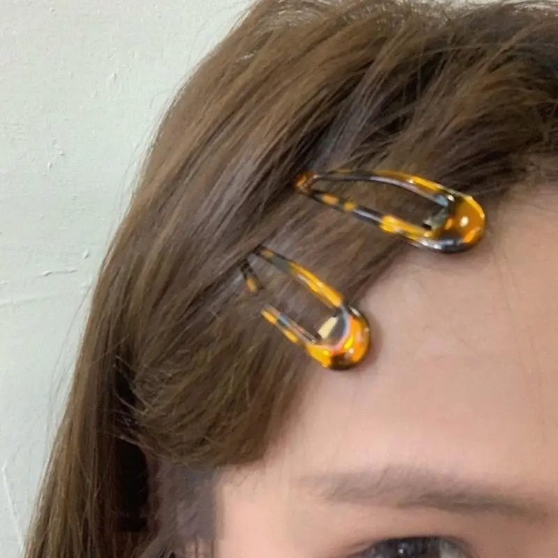 Leopard Print Amber Hair Clips Elliptic Retro Style Versatile Delicate and Pretty Hairpins Y2k Style Designer-look  Bobby Pin