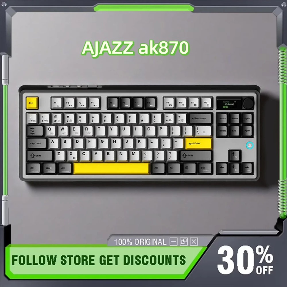 AJAZZ AK870 Mechanical Keyboard Magnetic Shaft Hot Swap 87-key Custom Macro Editing RGB Laptop Gaming Accessories