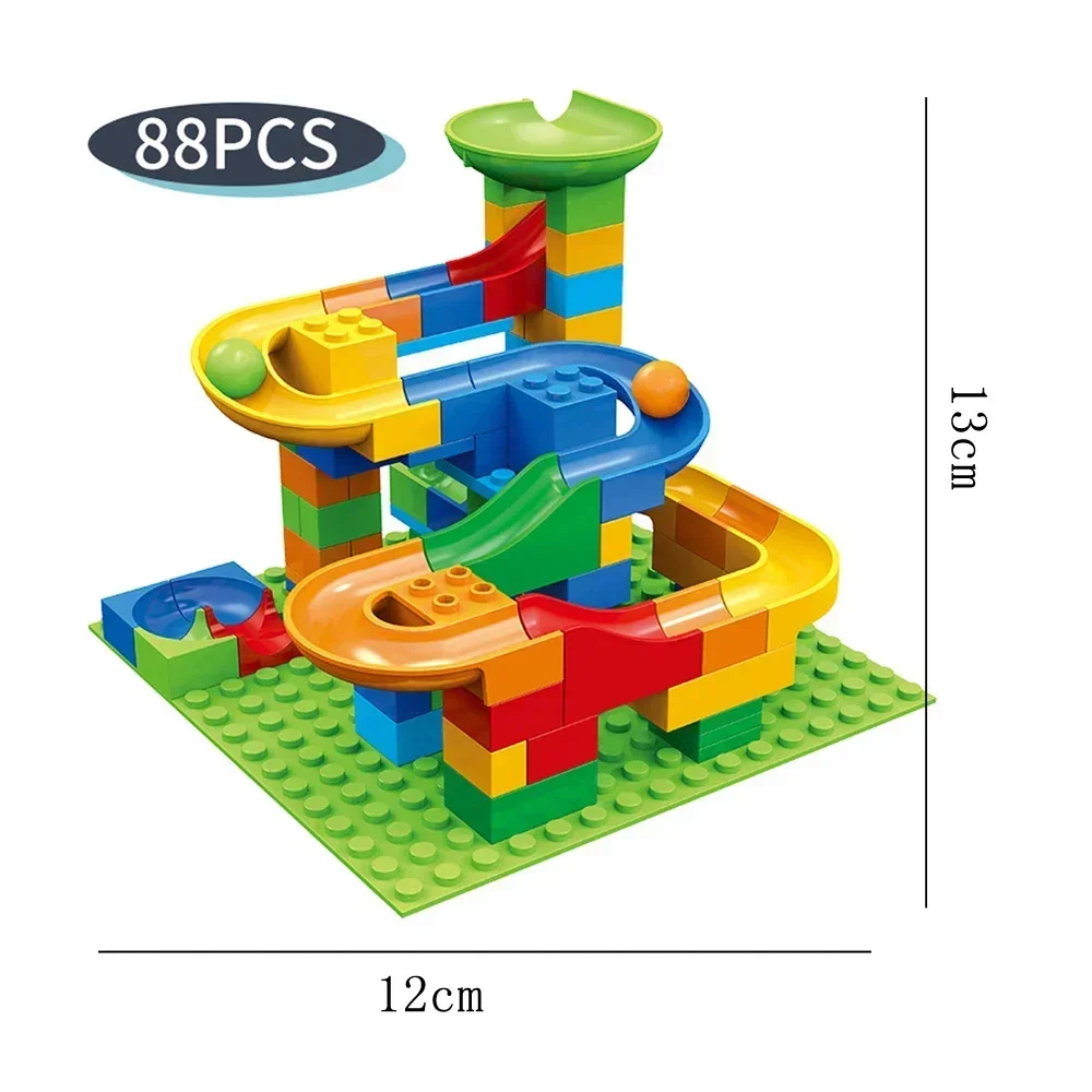 88 SZTUK Mały rozmiar Marmur Race Run Blocks Maze Ball Track Building Blocks Lejek Slide DIY Bricks Edukacyjne zabawki dla dzieci STEM Prezent