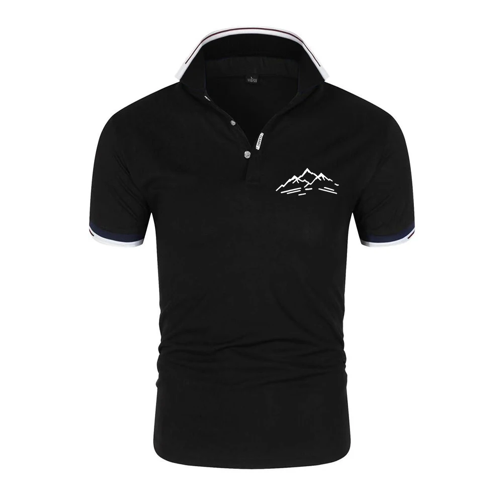 Mountain Pattern Logo Print 2026 Summer Men's Premium Antibacterial Best Seller Eye-catching Lightweight Versatile Polo Shirt