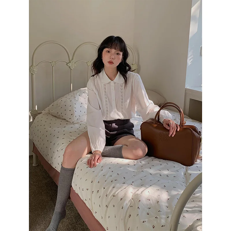 

French Doll Neck Shirt Spring New Vintage Lace Top for Women