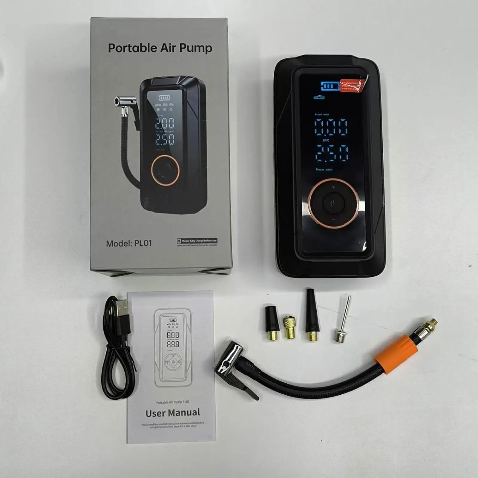 Tire Inflator Portable Air Compressor Emergency Lighting Power Bank Function