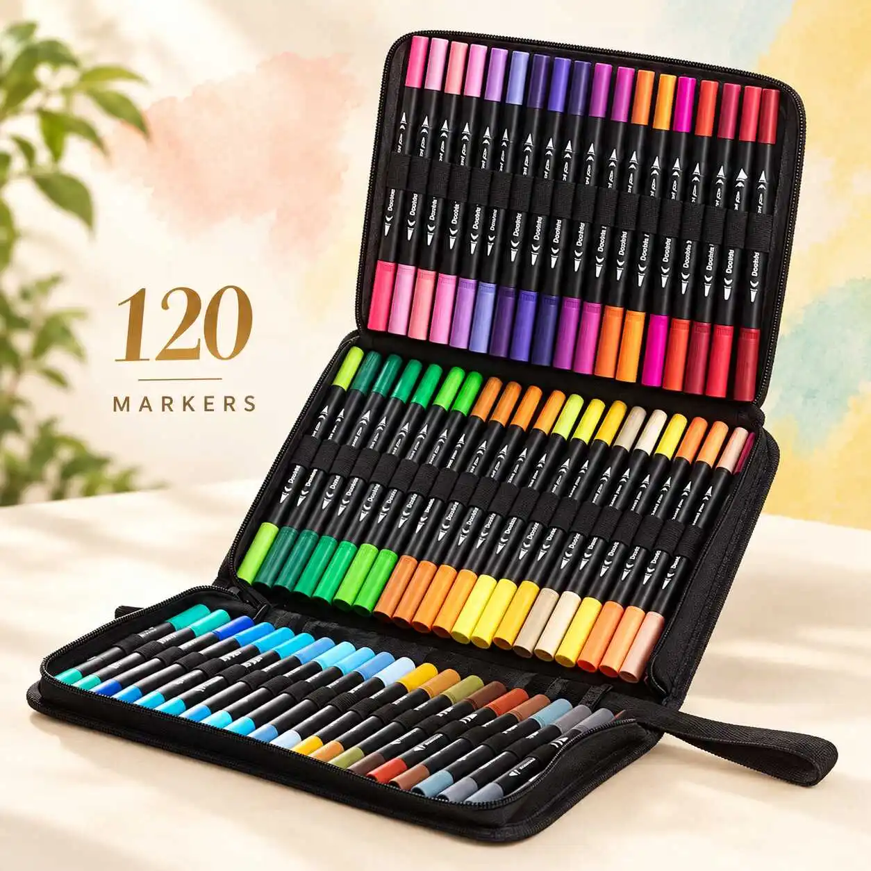 120pcs Dual Tip Art Marker Pens for Drawing and Coloring