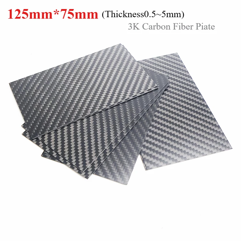 New 125mm * 75mm Real Carbon Fiber Plate Panel Sheets DIY 0.5mm 1mm 1.5mm 2mm 3mm 4mm 5mm Thickness Composite Hardness Material