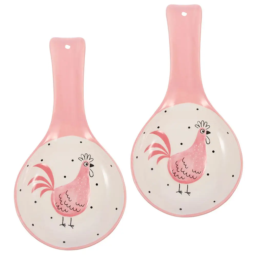 2Pcs Ceramic Spoon Rest Smooth Surface Scoop Holder Prevents Cutlery Rolling Keeps Table for Kitchen Dining