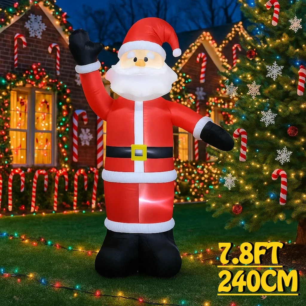 

7.8FT Santa Claus Outdoor Inflatable Christmas Decorations Ornaments With LED Lights Outdoor Decoration Yard Holiday Party Toy