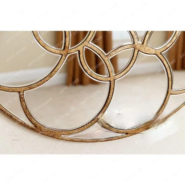 European-Style Luxury Hallway Mirror Decorative Mirror Simple Modern Hallway Living Room Background Mirror round Wall Hanging
