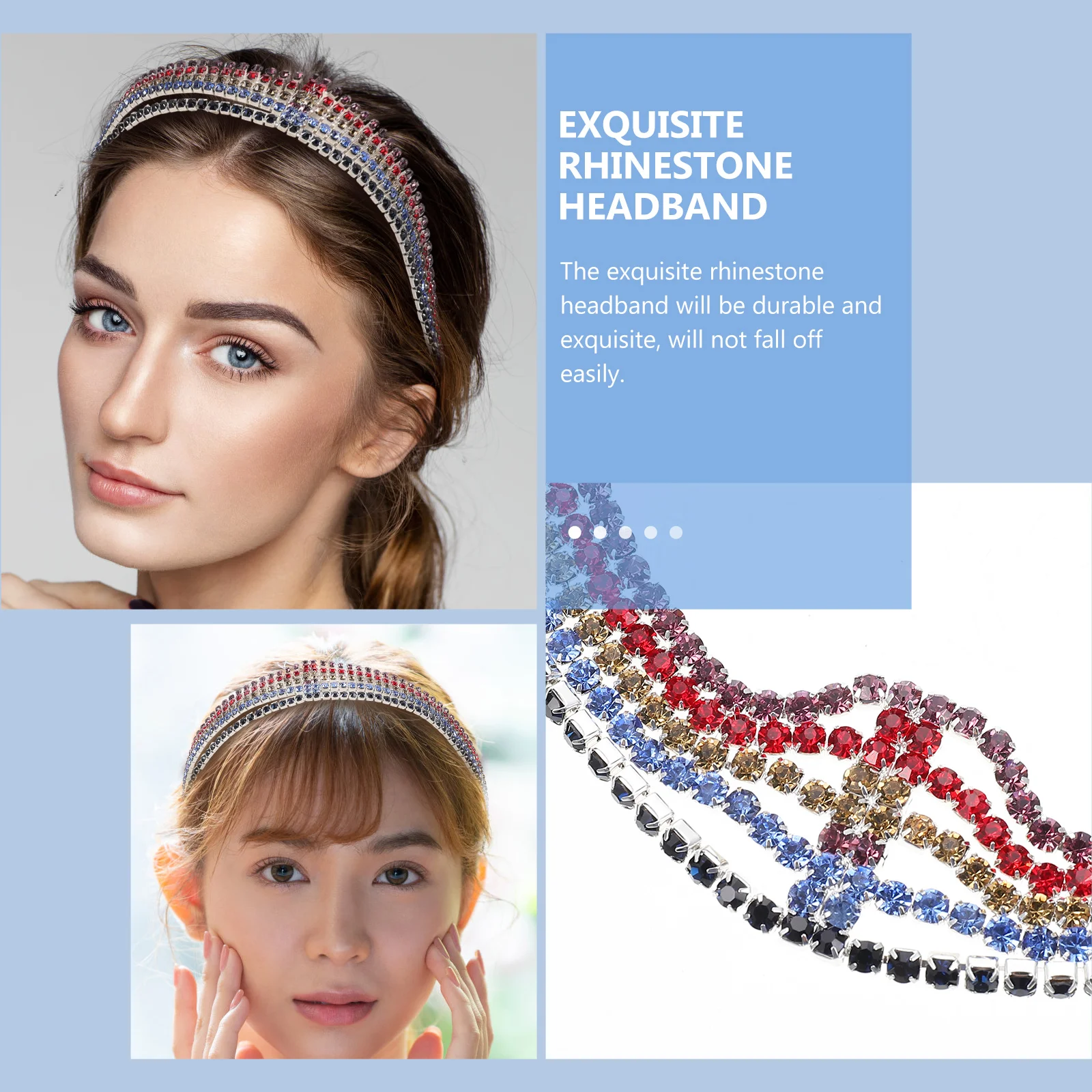 

Headbands Colorful Diamond Hairband Sparkly for Women Flash Rhinestone Wedding Decorations Women's