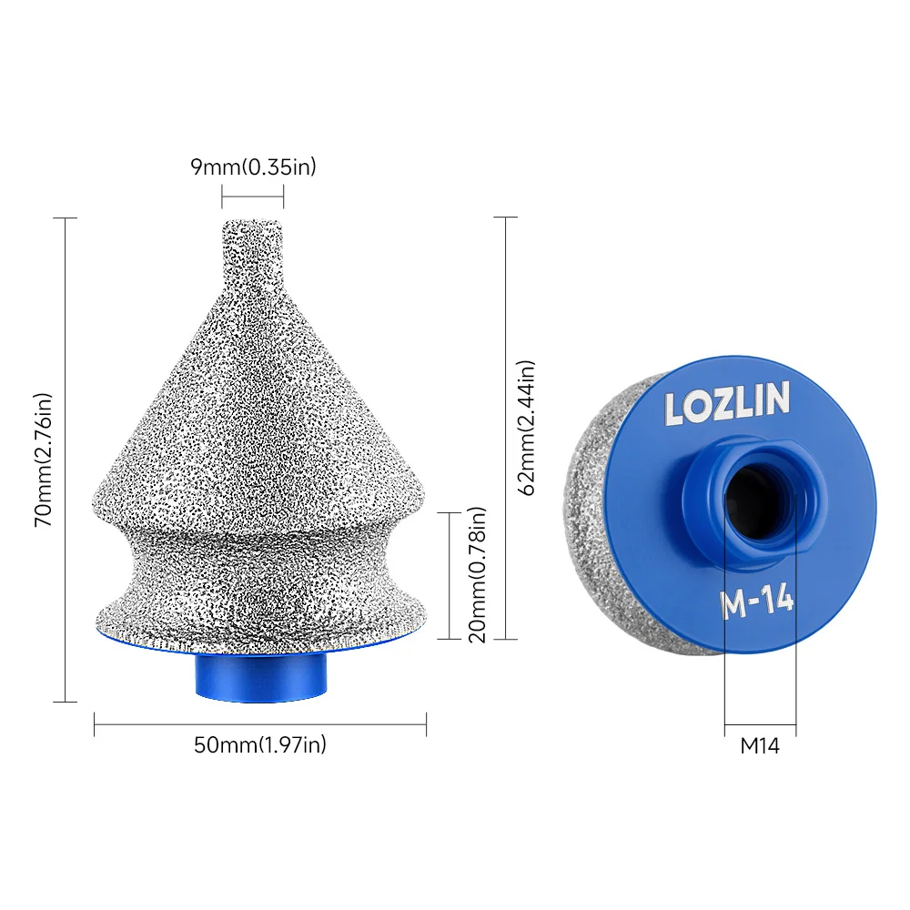 LOZLIN M14 Thread Brazing Edge Trimming Diamond Chamfering Machine Angle Grinder Ceramic Tile Marble Hole Drilling Diamond