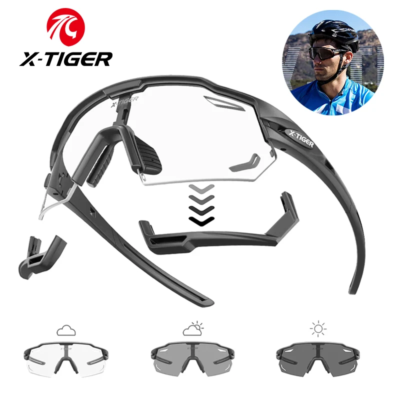 

X-TIGER мужские и женские велосипедные фотохромные очки для езды на велосипеде, альпинизма, спортивные солнцезащитные очки MTB, водонепроницаемые очки