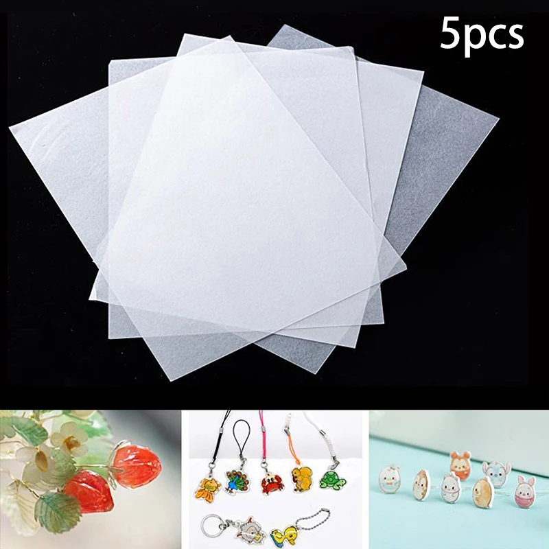 5Pcs Heat Shrink Plastic Sheets Fun Thermal Heat Shrink Film Translucent Sheets Blank Shrink Art Film Paper For DIY 20x29CM