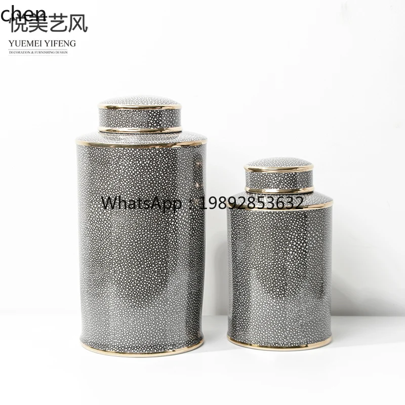 YFY Simple Modern Light Luxury European Style Fish Skin Pattern Ceramic Jar Room Living Room Study Bookshelf Soft Decoration