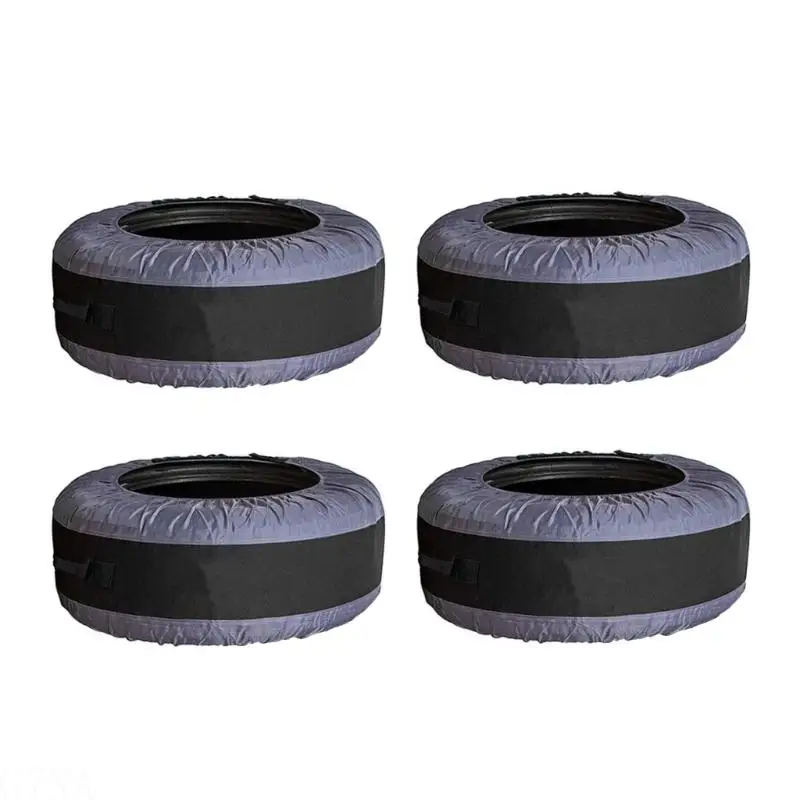 

G7NA Pack Of 4 Universal Tire Covers with Waterproof Oxford Fabric & Adjustable Design Easy to Use for 13 to 20 Inch