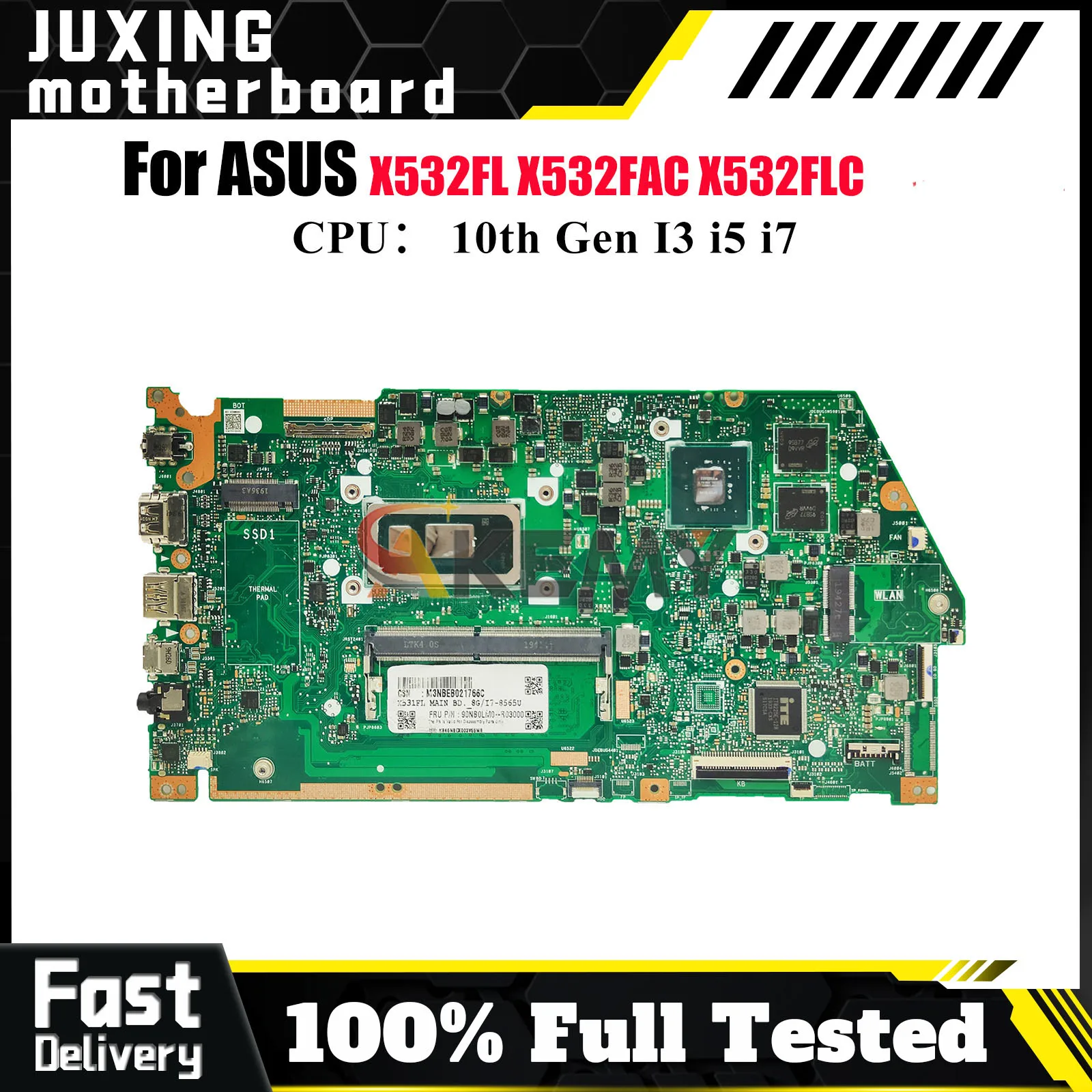 

X532FL Laptop Motherboard For ASUS V532F S531F K532F S532F X532FAC K531F X532FLC V531F X532F S5500F Mainboard 10th Gen I3 i5 i7