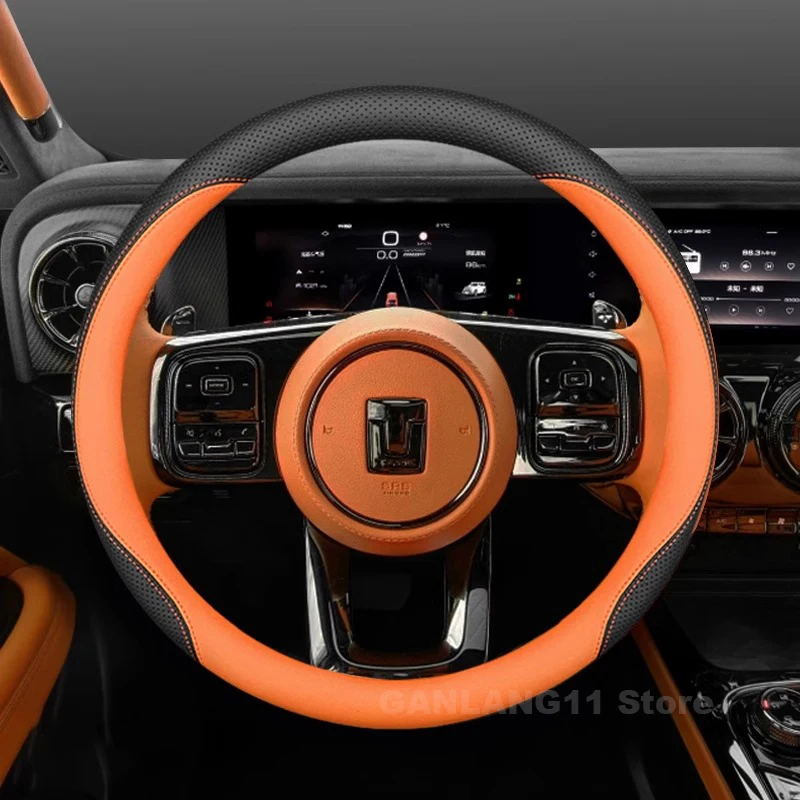 

Leather Car Steering Wheel Cover For GWM WEY Tank 300 500 Hi4-T 700 2022-2025 Non-slip Auto Steering Wheel Tank 300 Accessories