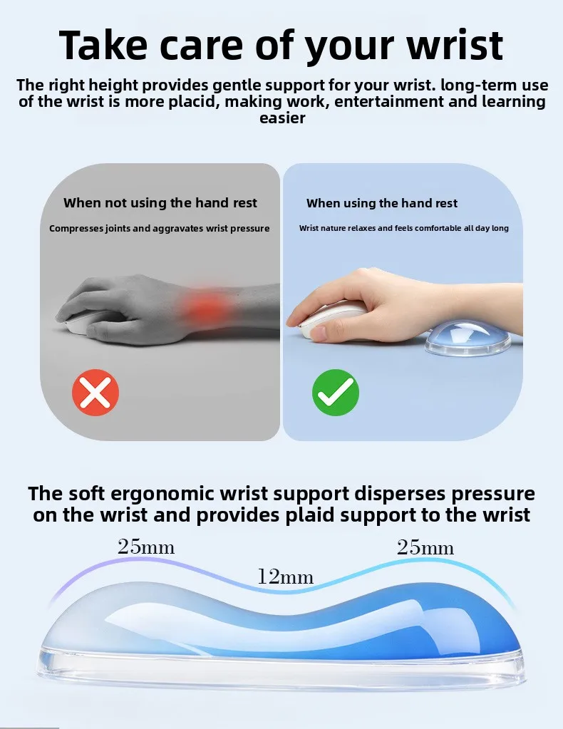 Transparente Wassertropfen-Silikon-Handballenauflage Tastaturunterlage Schreibtischmatte für Büro und Gaming in 6 Farboptionen – Detail 2