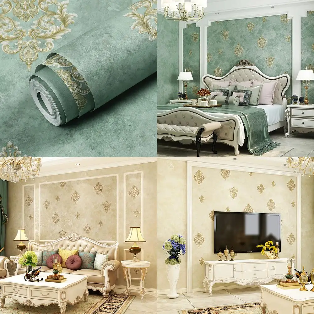 الرجعية ثلاثية الأبعاد النمط الأوروبي البلد الأمريكي ريفي غير خلفية قماش فاخرة الأخضر غرفة نوم غرفة المعيشة حائط الخلفية ديكور #1