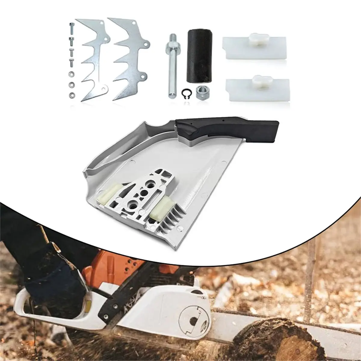 Chainsaw Sprocket Clutch Cover Kit with Chain Catcher and Bumper Spike Felling Dog Compatible for MS651 MS661 MS661C