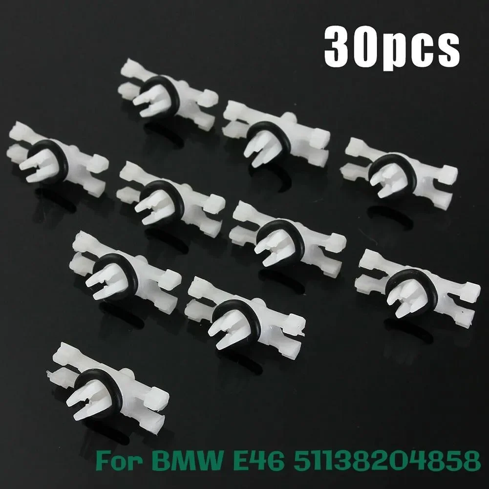 30pcs For BMW 3 Series E46 1998-2014 Top Roof Rain Gutter Moulding Trim Clips Including Black Rubber Sealing Washer #FCP-0195