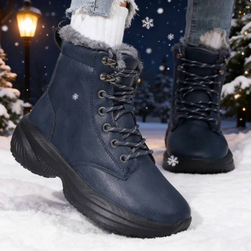 

Winter Thick Women's Snow Boots Platform Non-slip Warm Fur Ankle Boots Plush Outdoor Hiking Motorcycle Boots Casual Female Shoes