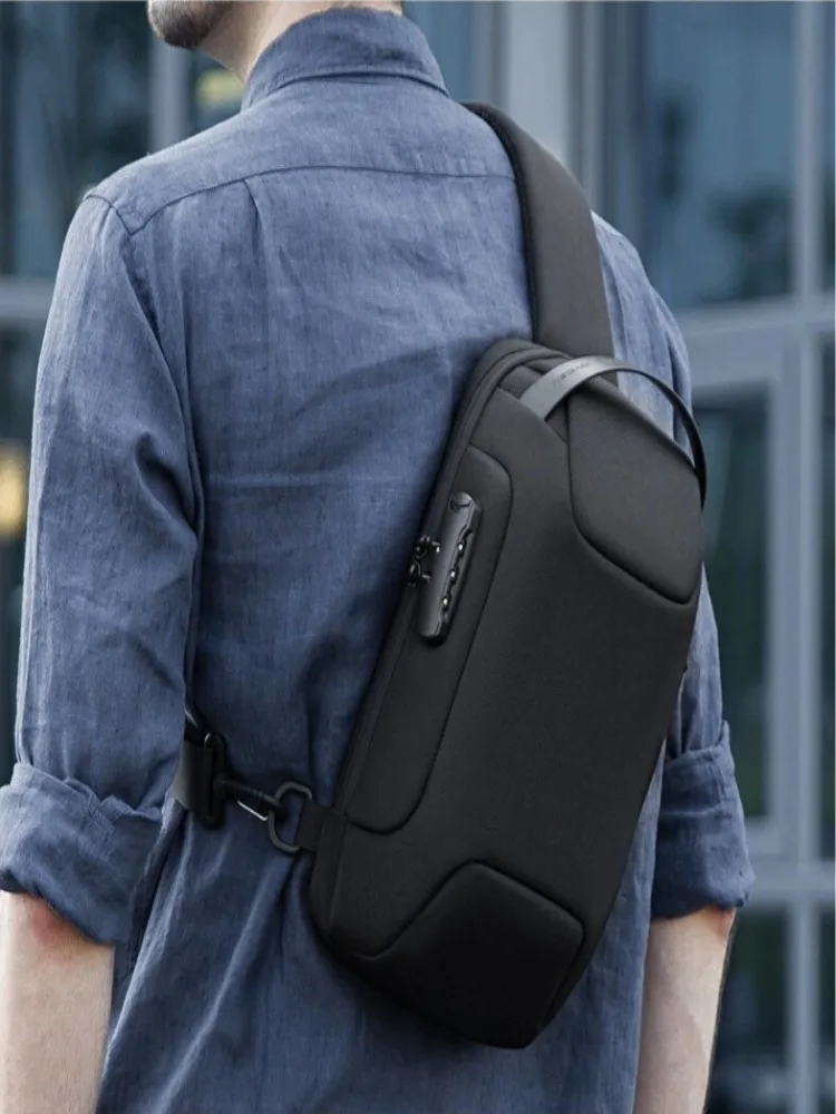 Men's Anti-Theft Lock Crossbody Backpack - close-up view