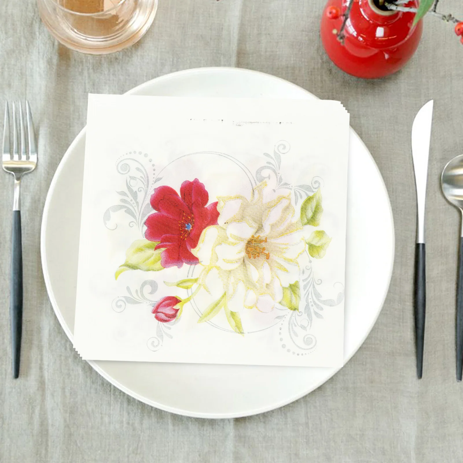 Guardanapo Delicado De Papel De Flor, Impressões De Flores Naturais, Placemats De Casamento Premium, Decoração De Festa, Segura E Prática