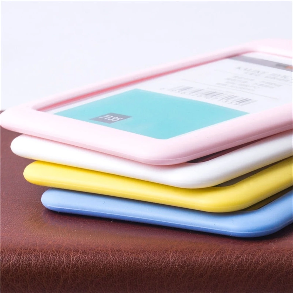 1pcs 86*54mm White Yellow Blue Orange Silicon Id/ic Card Holder For Kids Name Label School Camp Office Business