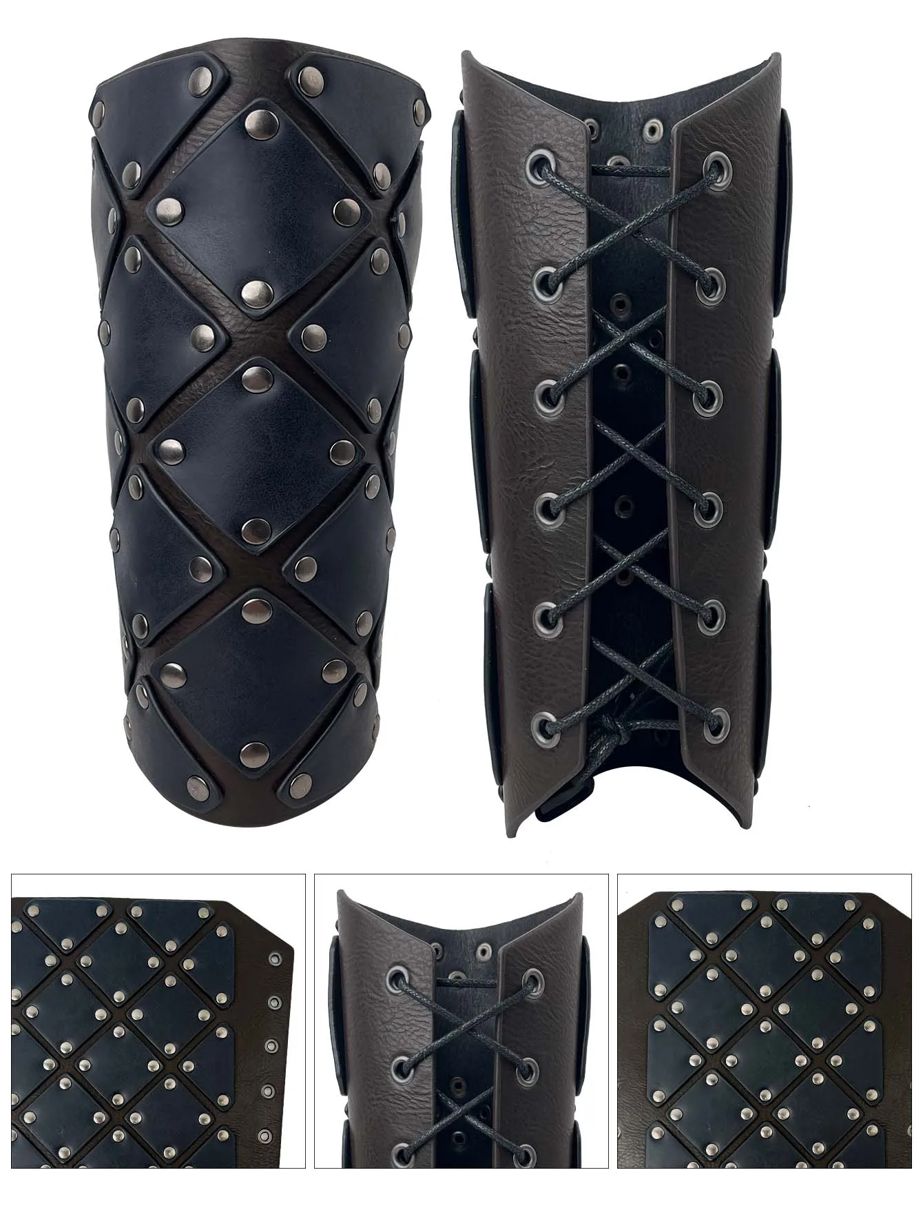 Vintage średniowieczna rękawica opaska na nadgarstek bransoletka Steampunk renesans mężczyźni wojownik rycerz skórzana zasznurowana ramię zbroja akcesoria