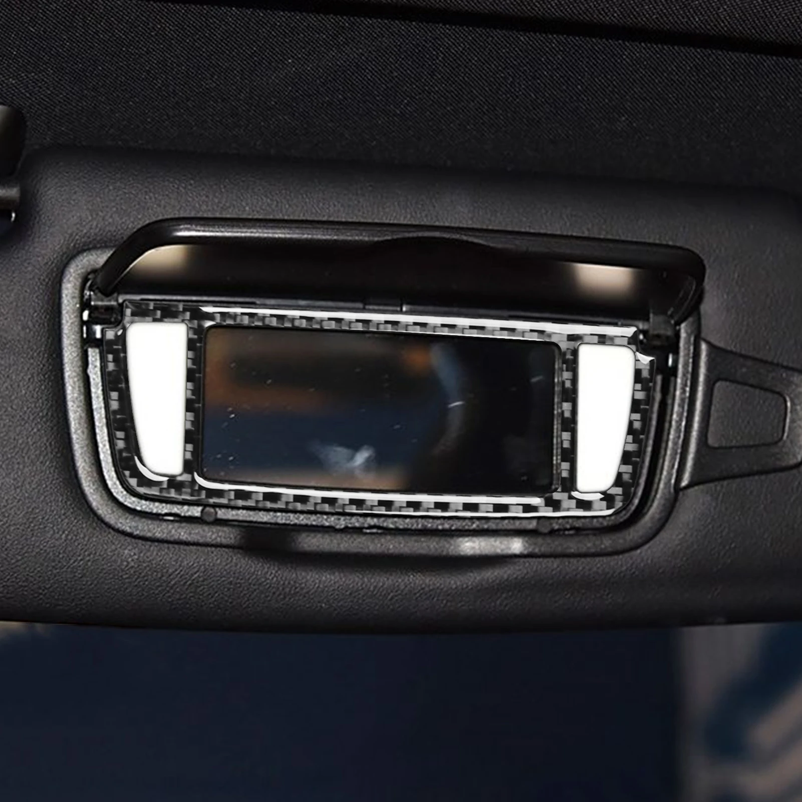 Carbon Fiber Car Accessories Vanity Make-up Mirror Frame Modified Interior Trim Cover Soft Sticker For Porsche 911 992 2019-2024