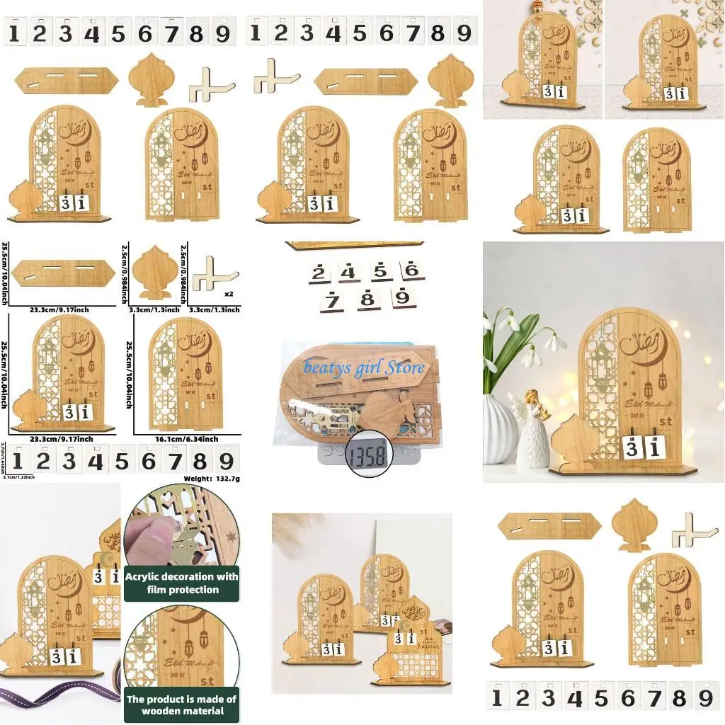 

C7AB Ramadan Countdown Calendar 31 Days Eid Mubarak Calendar Ramadan Advent Calendar Ornament Decorations