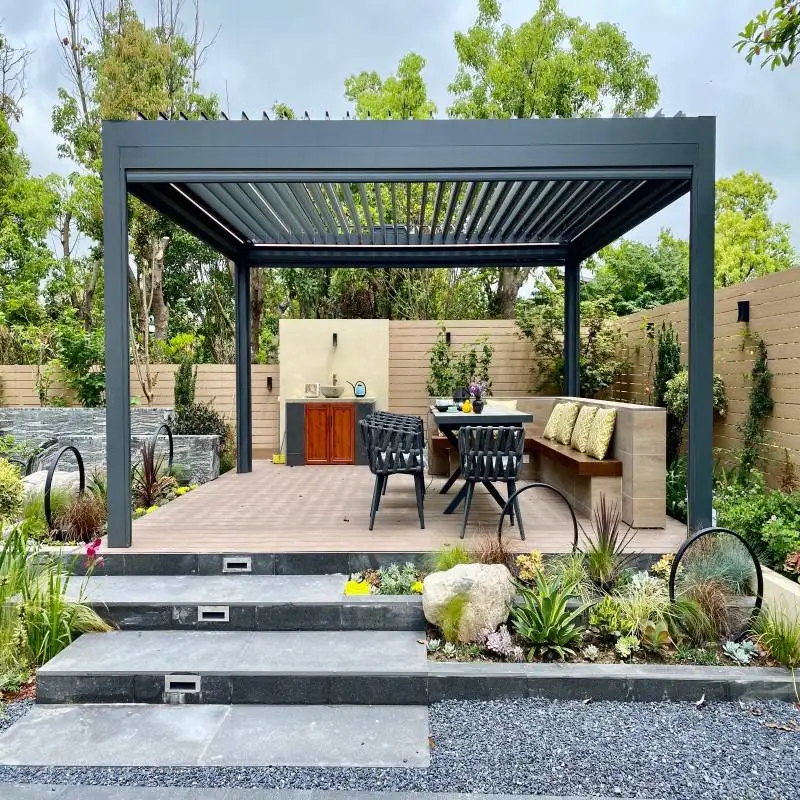 Household Outdoor Environment Friendly Pavilion with Drainage System Rustproof Aluminum Alloy Pergola Rainproof Garden Gazebo