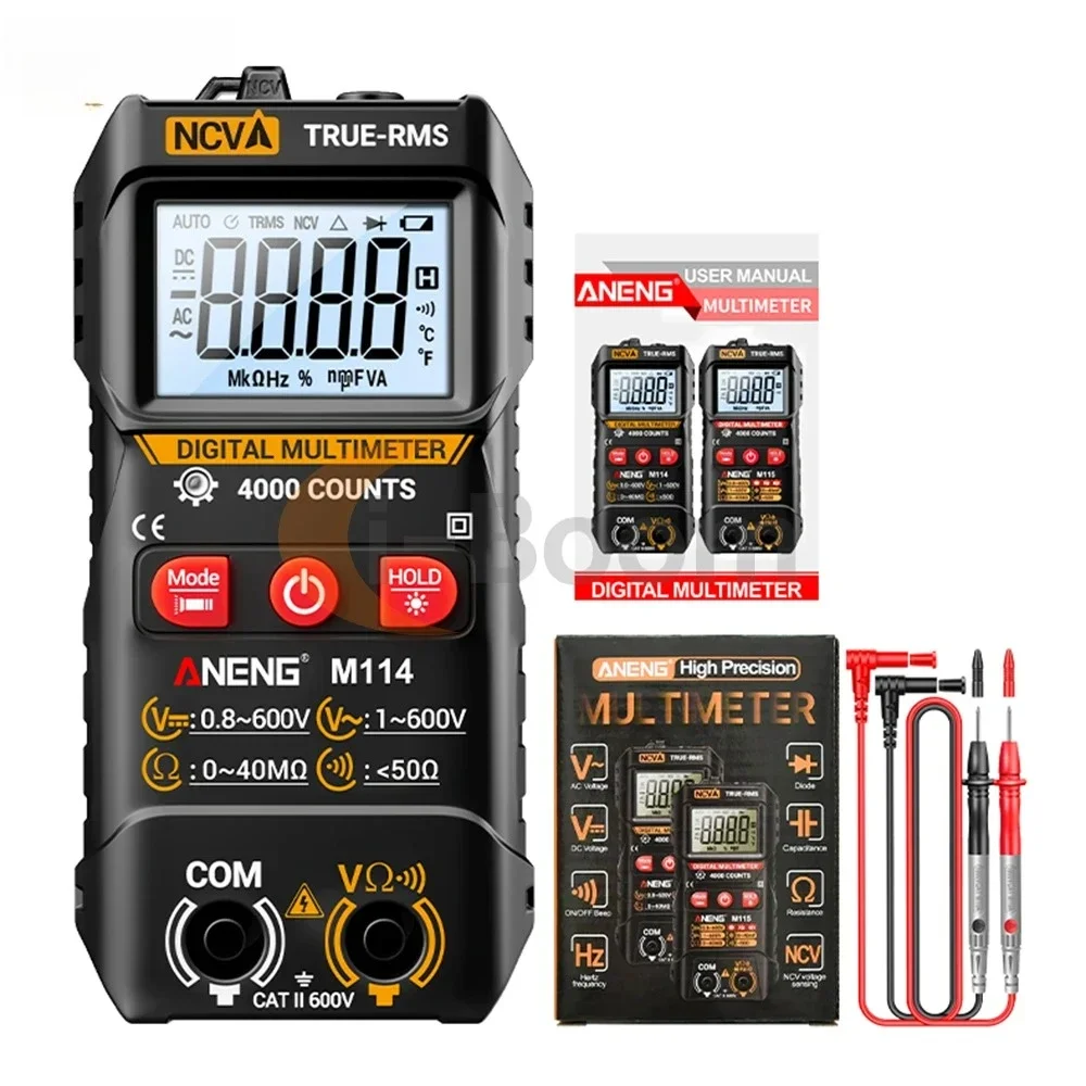 

Multifunction Multimeter Auto-Ranging NCV Induction Measurement High Accuracy LED Display Electrical Test Meter M114/M115