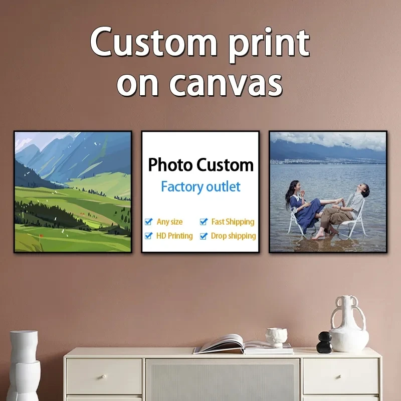 Custom Painting Canvas HD Print Customized Your Picture Personalized Wall Art Poster Photos for Living Room Home Decor