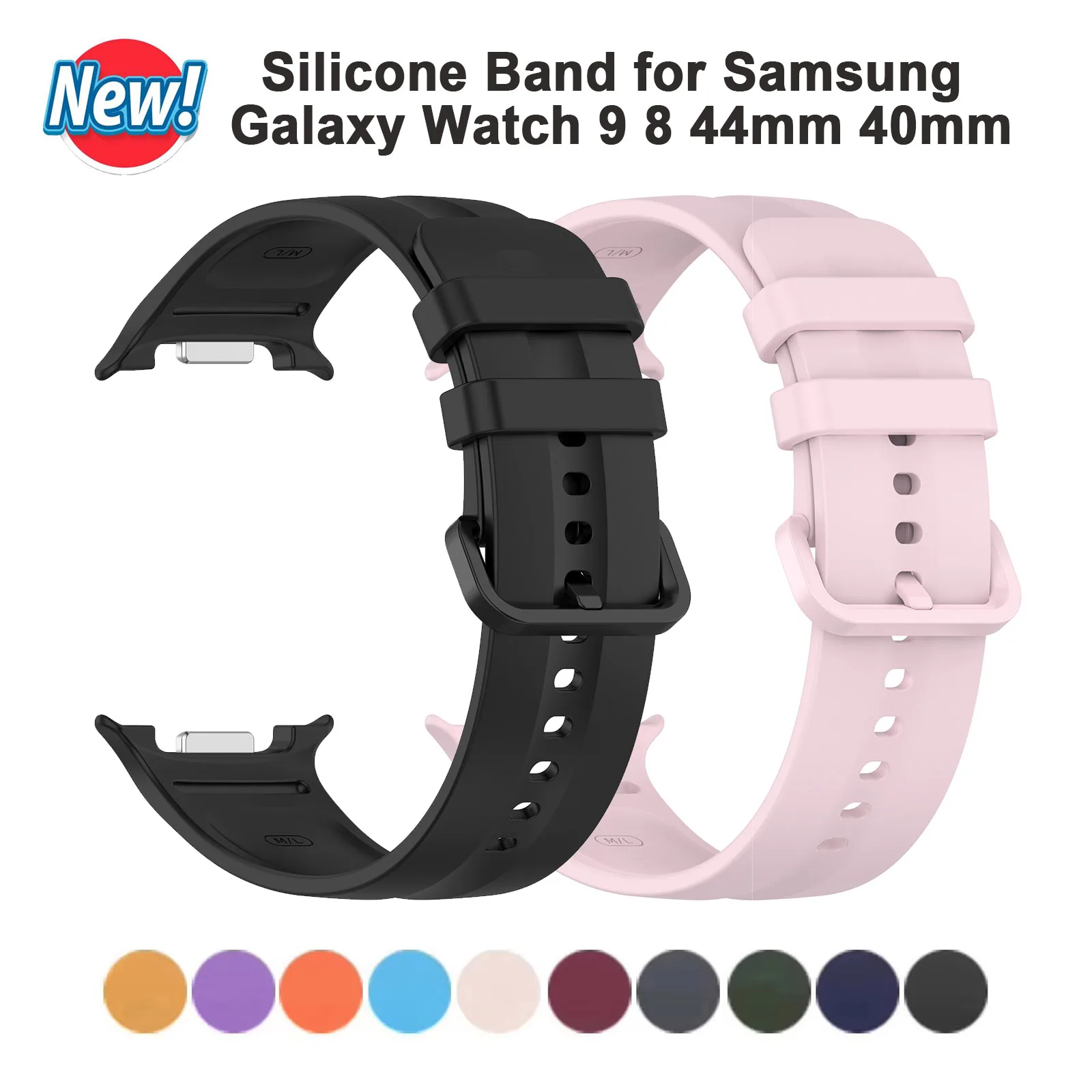 Pulseira para Samsung Galaxy Watch 9 8 40mm 44mm, Pulseiras Esportivas para Galaxy Watch 8 Classic 46mm, Acessórios de Silicone