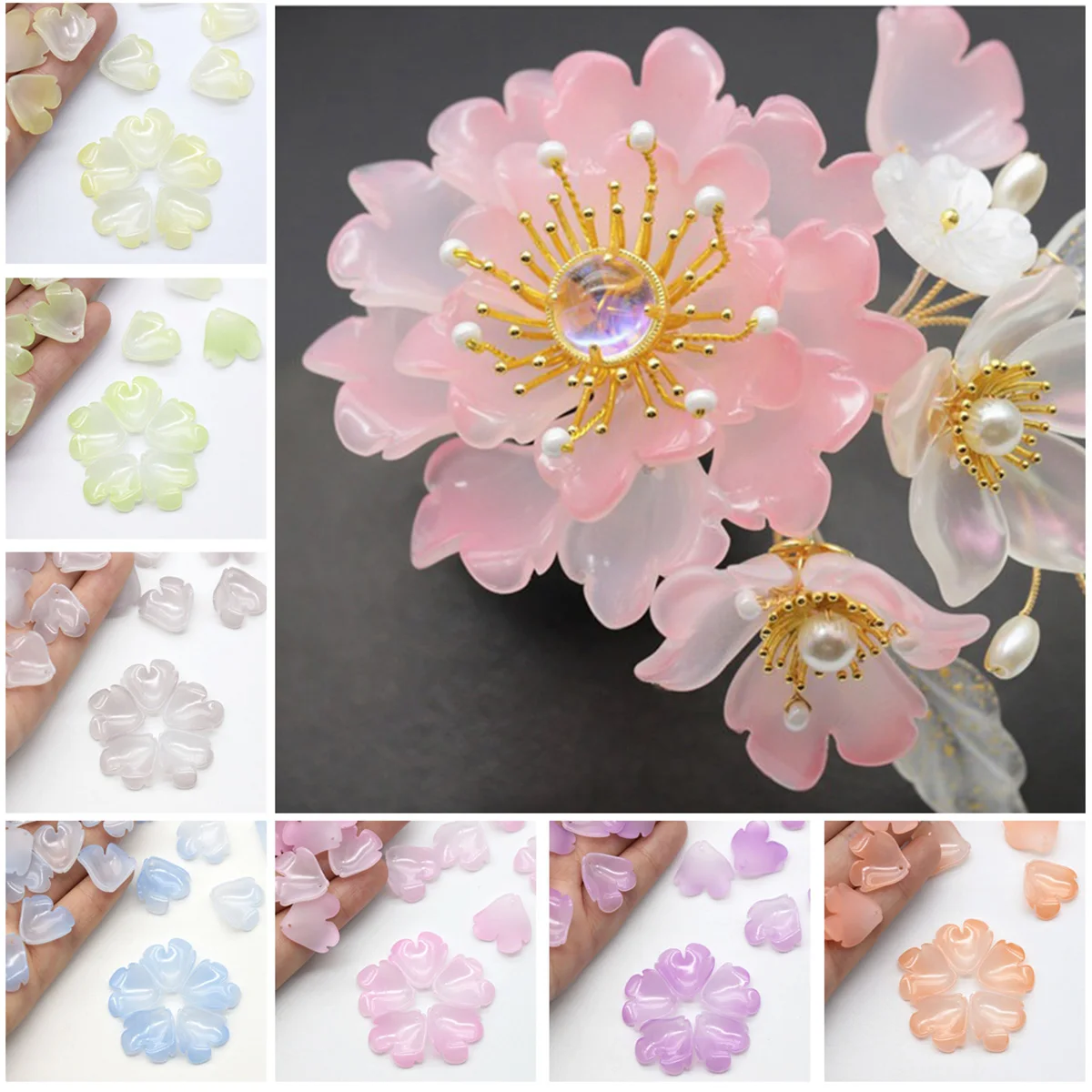 

10pcs 20mm Flora Petal Lampwork Crystal Glass Loose Pendants Beads for Jewelry Making DIY Crafts Flower Findings