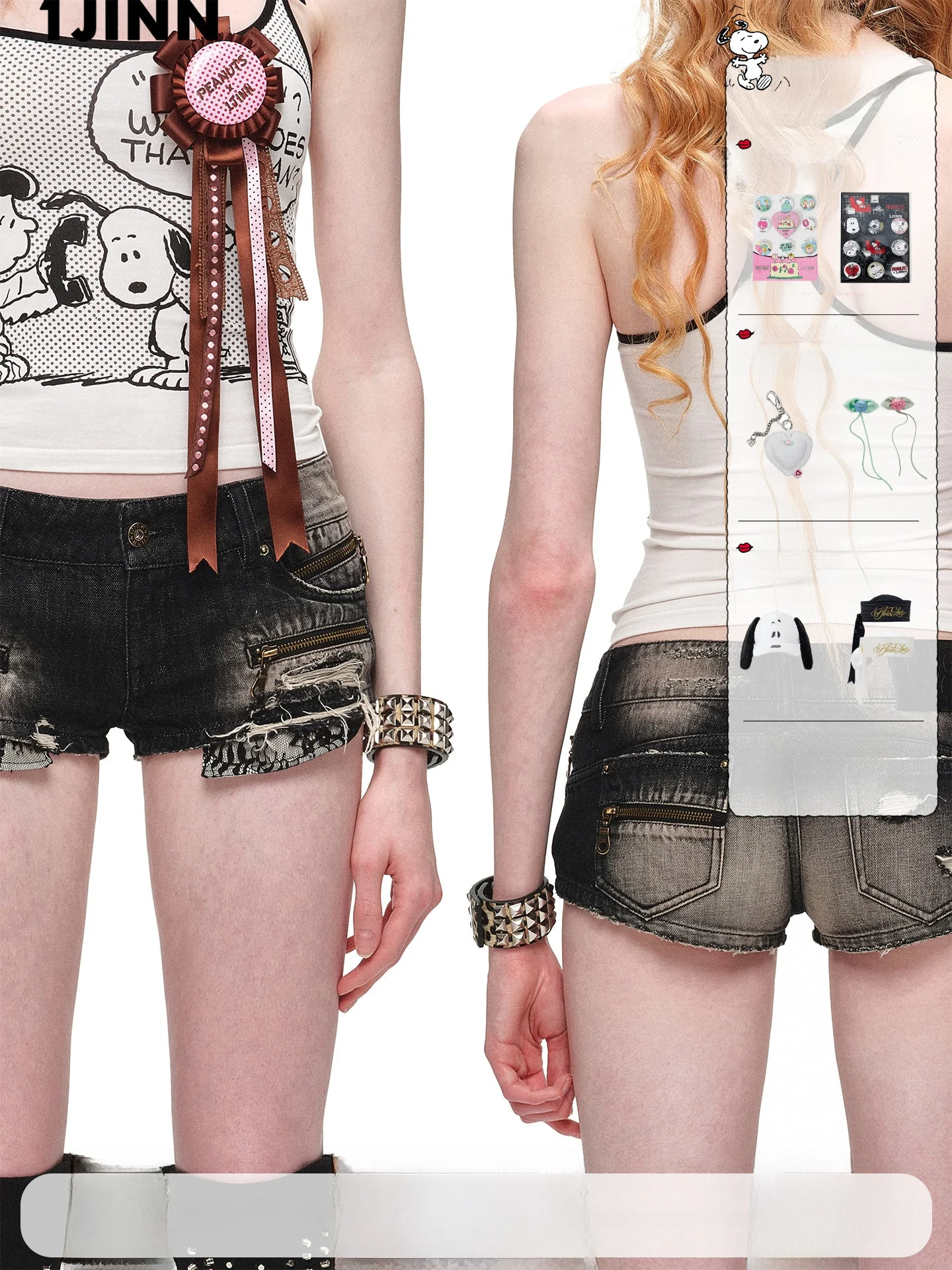 

Worn-In Distressed Zipper Hole Worn Black Denim Shorts Women's Low Waist Skinny Cotton Hot Pants Summer Fashion for Young Girls
