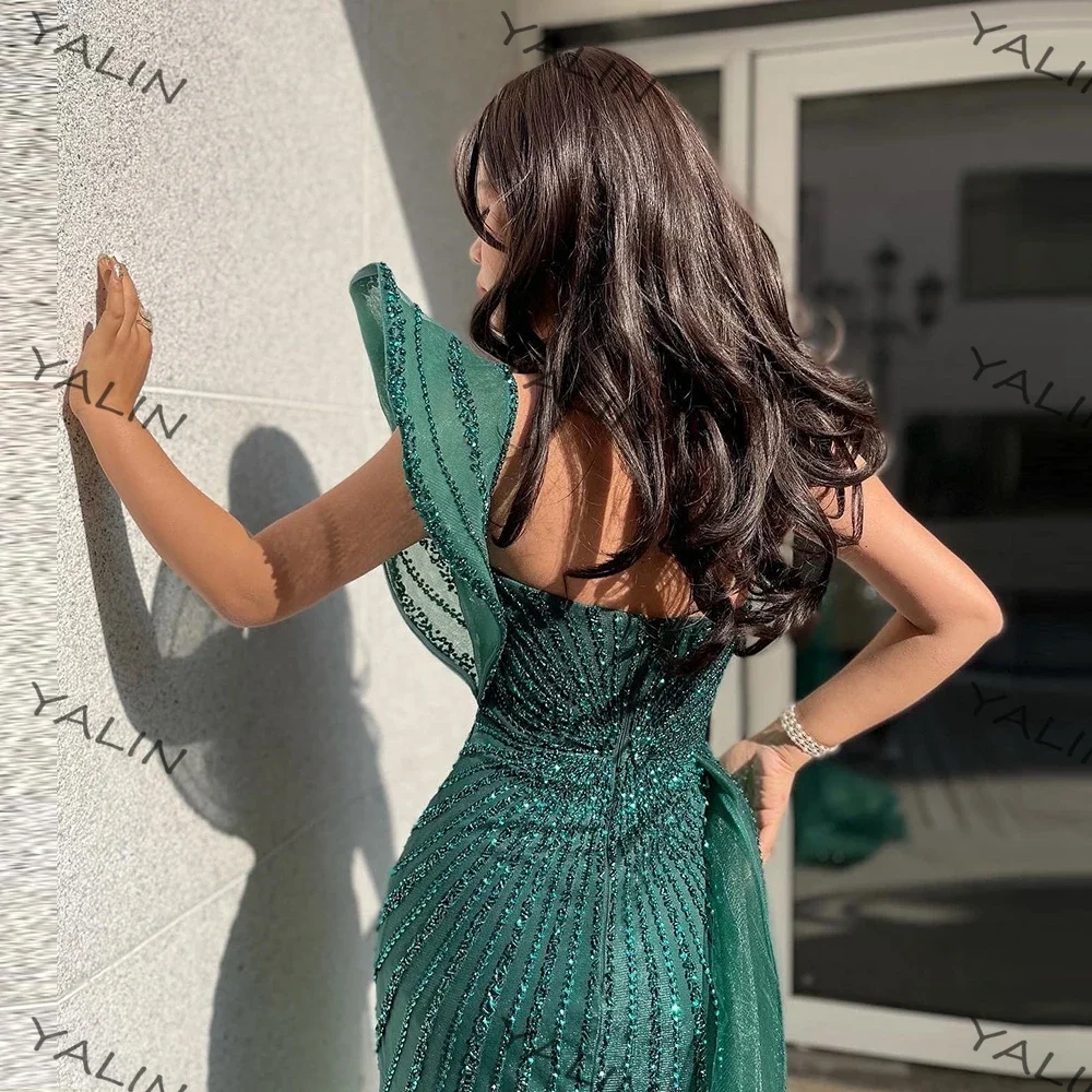 YALIN Sexy Sweetheart Prom Dresses One-Shoulder Side Split Floor-Length Party Gowns 2022 Sequin Mermaid Evening Dress Vestidos