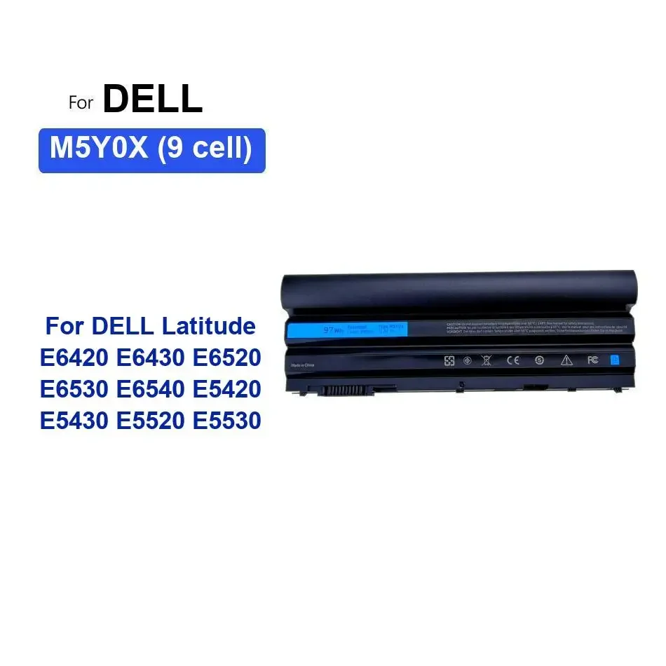 

8500mAh High Quality Laptop Battery For DELL Latitude E6420 E6430 E6520 E6530 E6540 E5420 E5430 E5520 E5530 M5Y0X (9 cell)