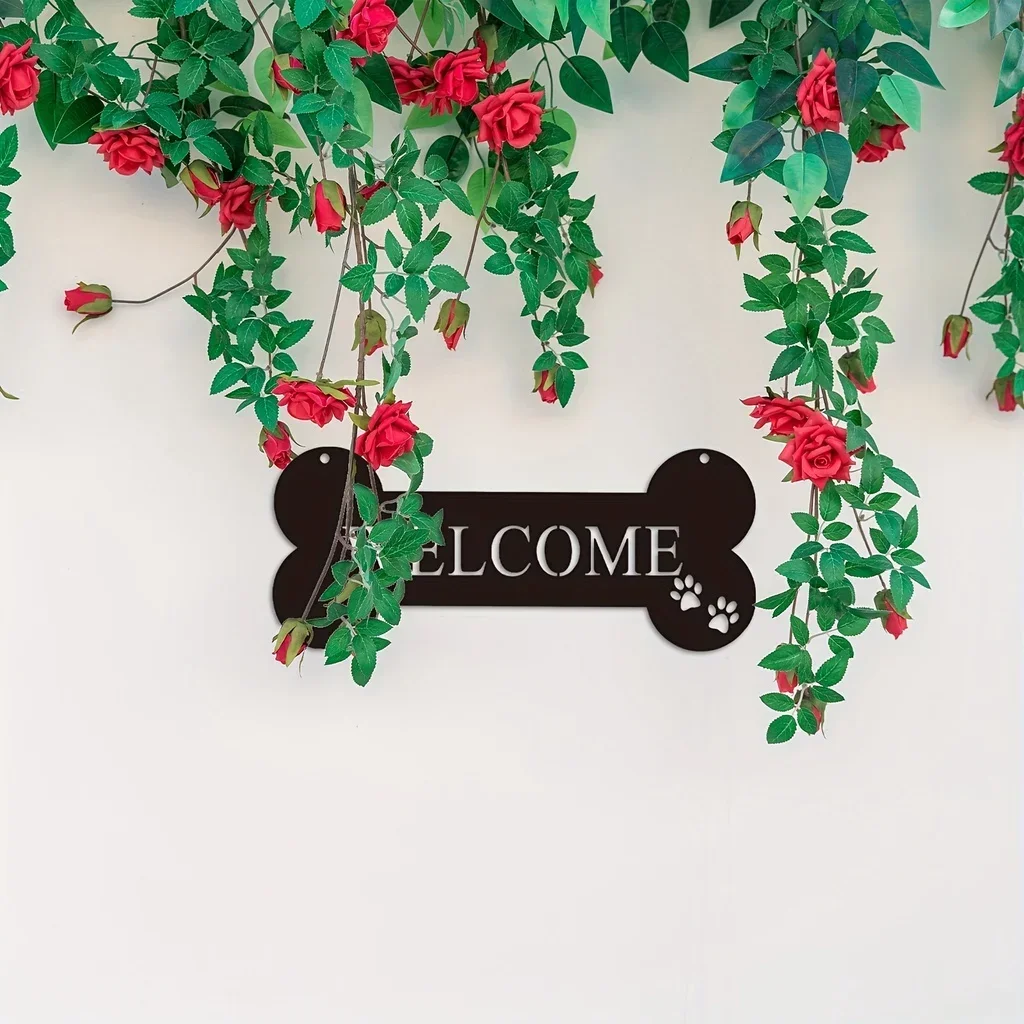 

CIFBUY Deco 1pc Welcome Bone Dog Metal Wall Hanging Sign Cute Kawaii Home Decor Garden Office Yard Decoration Metal Unique Sculp