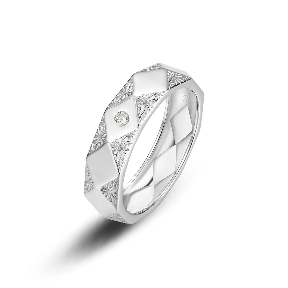 anillo-unisex-de-plata-de-ley-s925-con-moissanita-solitaria-patron-de-rejilla-grabado-joyeria-fina-de-lujo-vintage