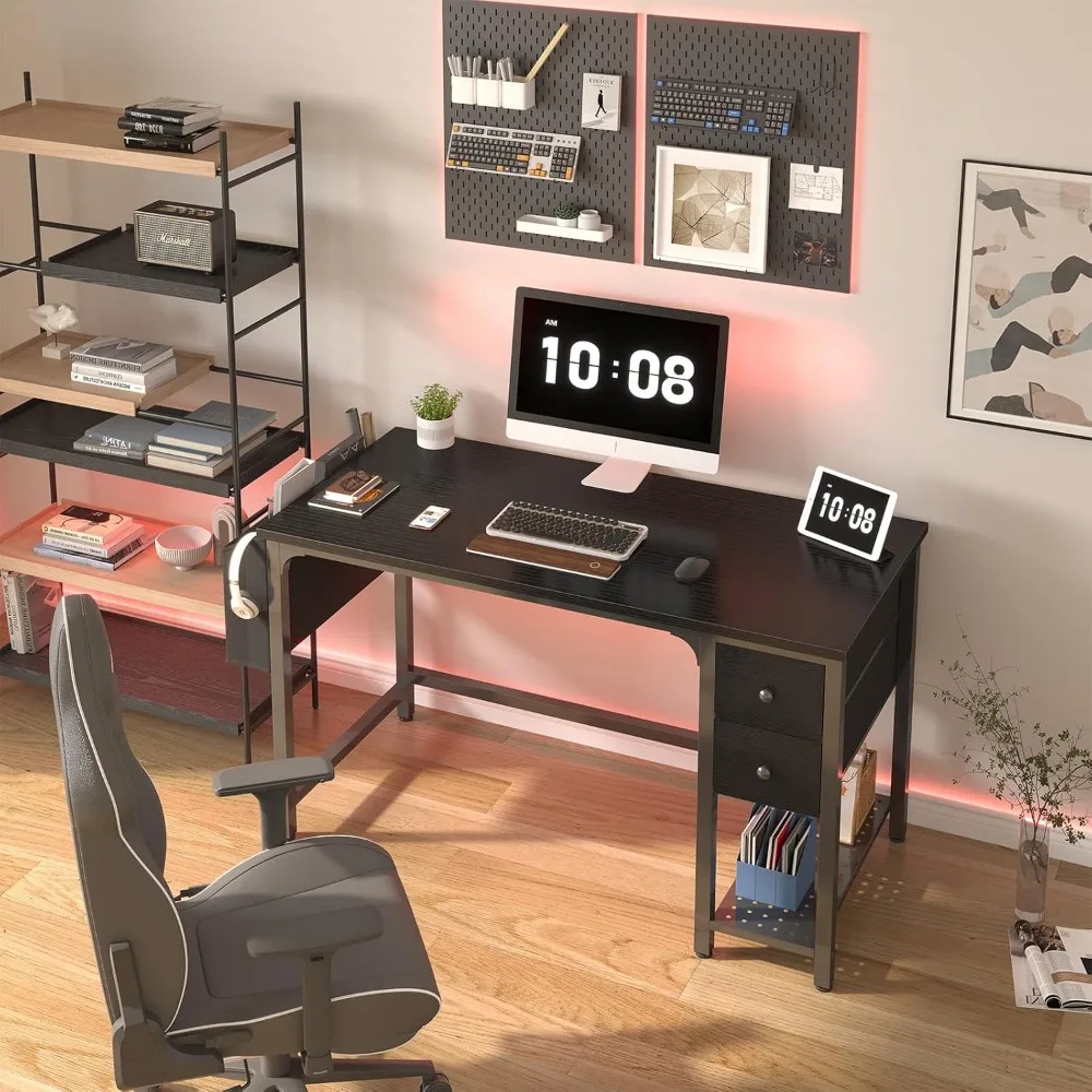 مكتب كمبيوتر حديث للكتابة البسيط مقاس 47 بوصة مع أدراج قماش للاستخدام في المكاتب المنزلية