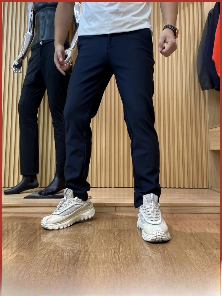 

Men's Winter Busin Casual Elastic Straight Legged Fce Lined Long Pants Warm Comfortable Commuting Faion Urban Sle