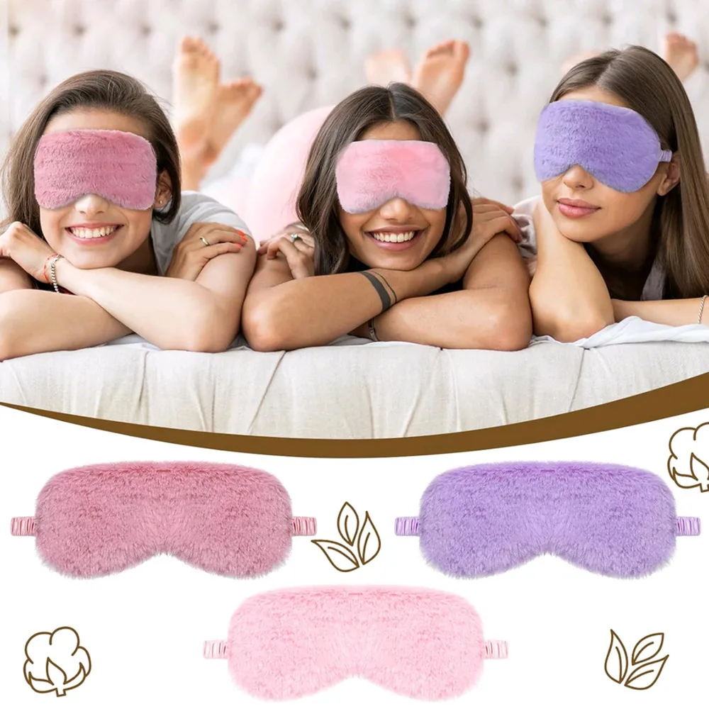 1pc Portable Travel Relax Sleep Eye Mask Cute Eye Cover Fluffy Sleep Aid Blindfold Soft Plush Eyepatch Health Sleep Accessories