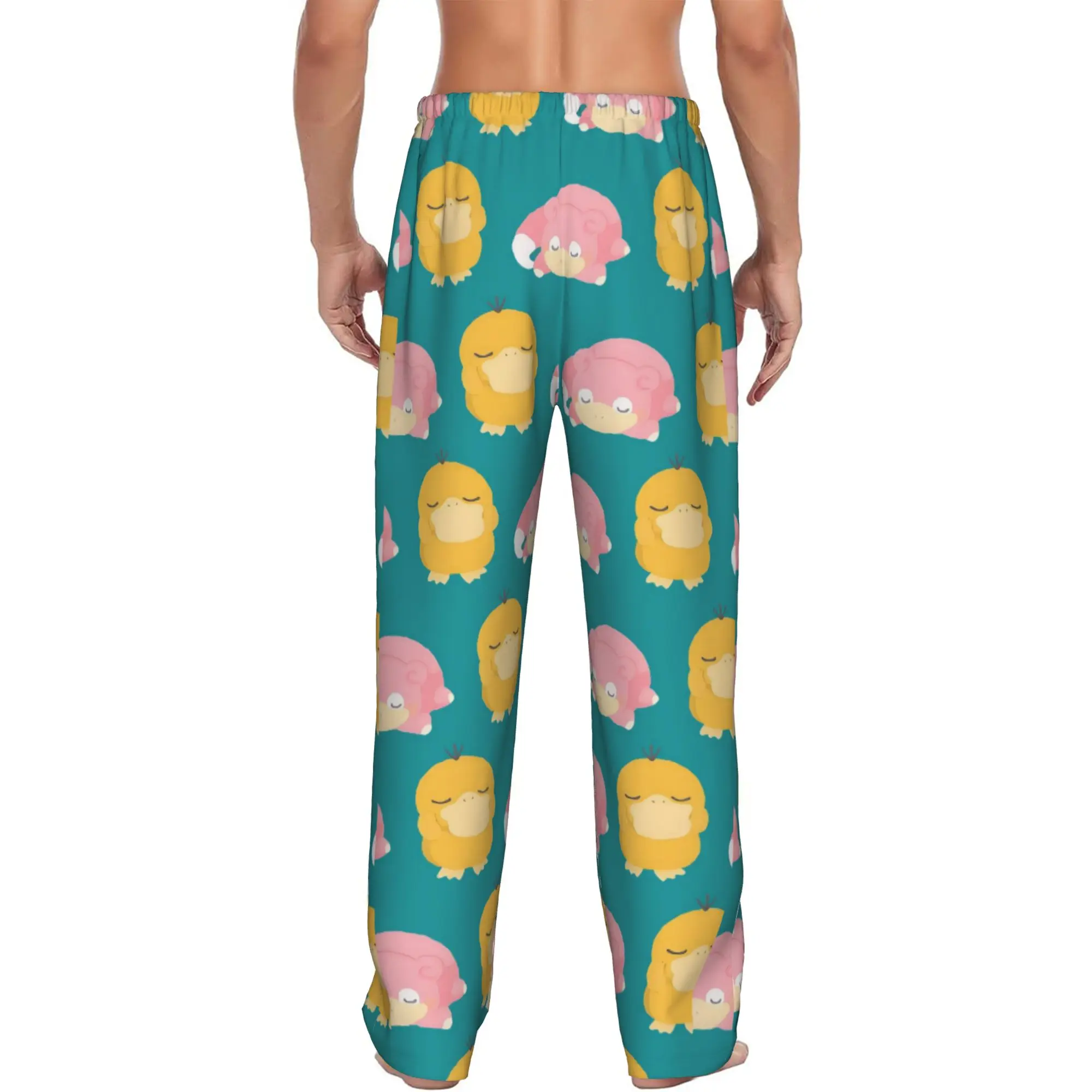 Custom Men P-Psyducked Cartoon Pajama Pants Print Duck Anime Sleep Sleepwear Bottoms with Pockets