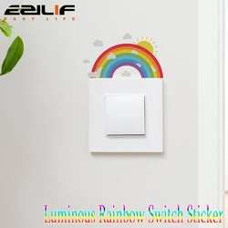 1pc Luminous Rainbow Pattern Light Switch Stickers Bathroom Bedroom Living Room Switch Stickers, Removable Light Switch Sticker