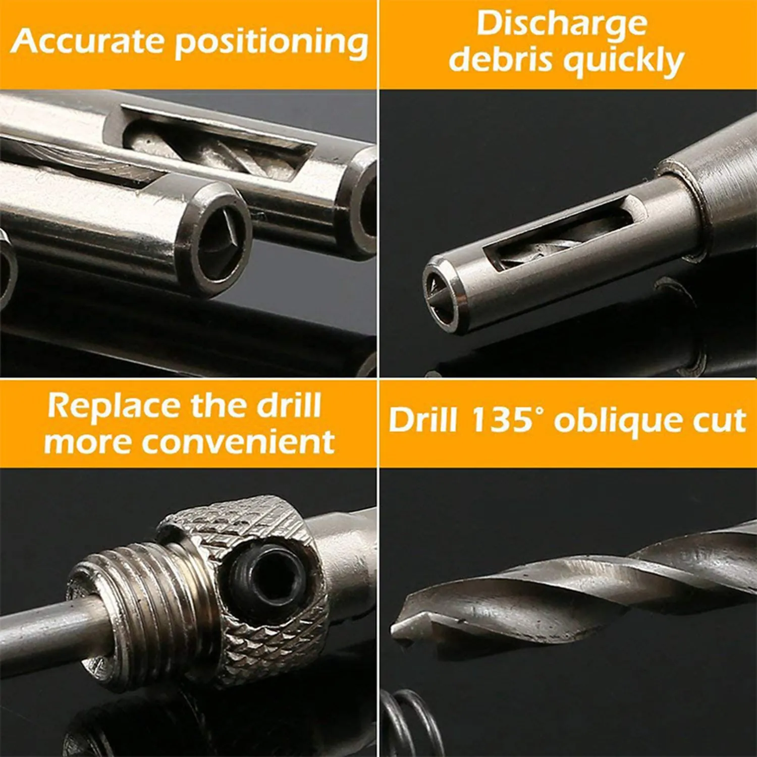 

A53Q-1Pcs Auto Darkening Welding Helmet Durable & 1 Set Self Centering Hinge Tapper Core Drill Bit Set For Woodworking