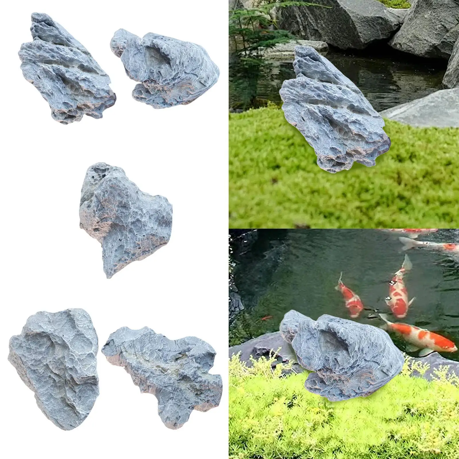 

Faux Stone Novelty Art Crafts Garden Yard Decor Lightweight Aquascaping Rock Ornament for Backyard Terrace Lawn Outdoor Balcony
