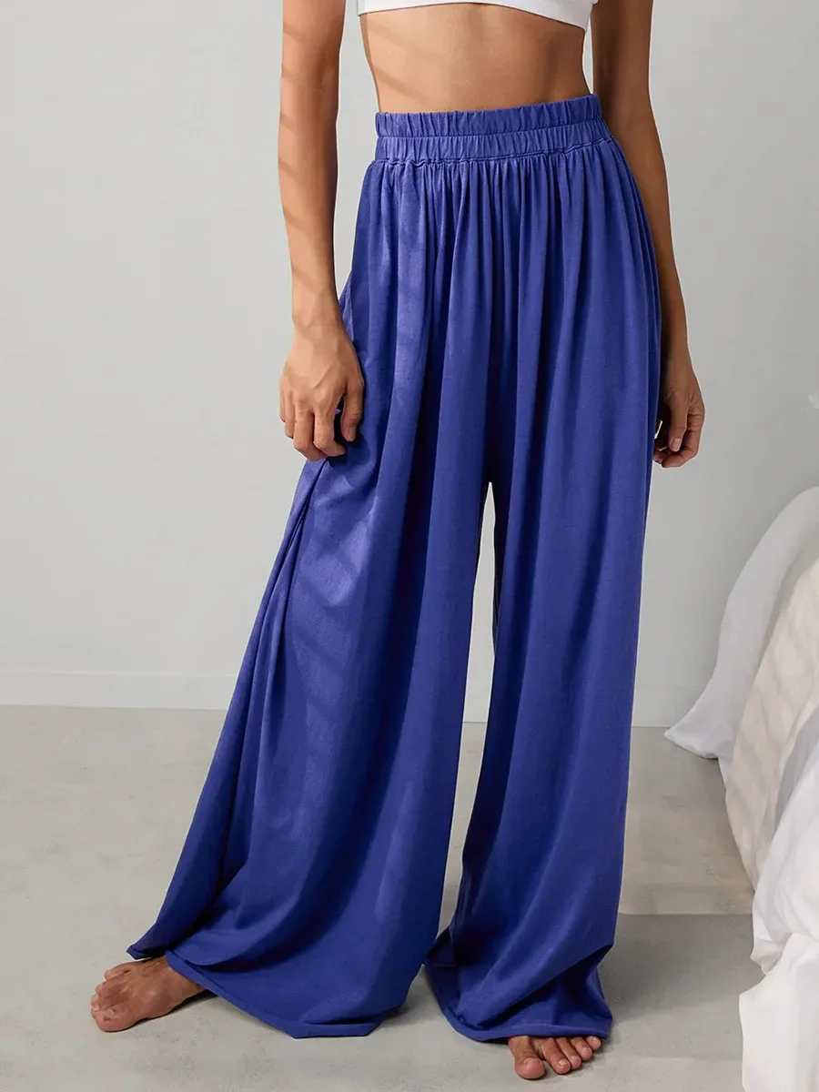 Fmxires 2025 New Autumn New Loose Pants Women's Fashion Hanging Wide Leg Pants Solid Color Casual Trousers