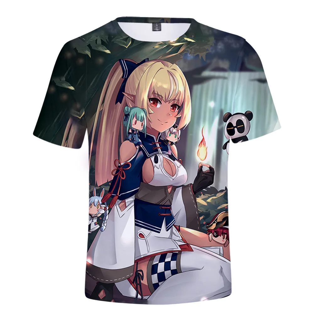 HOLOLIVE VTuber Shiranui Flare T-shirt Anime Crewneck Short Sleeve Summer Tee Men Women's Tshirt Harajuku Streetwear 3D Clothes