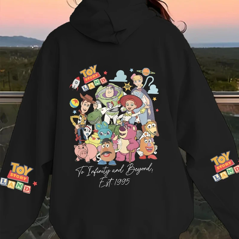 سترة ديزني توي ستوري النسائية ذات القلنسوة باللون الأسود بتصميم عالمي متوافقة مع ديباس لايت يير المريحة القابلة للغسل في الغسالة